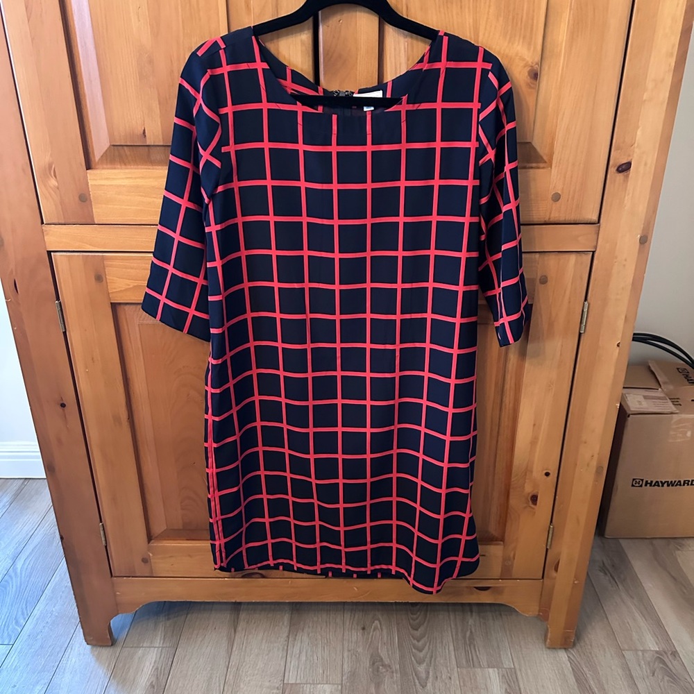 Elegant Red and Black Checkered Dress